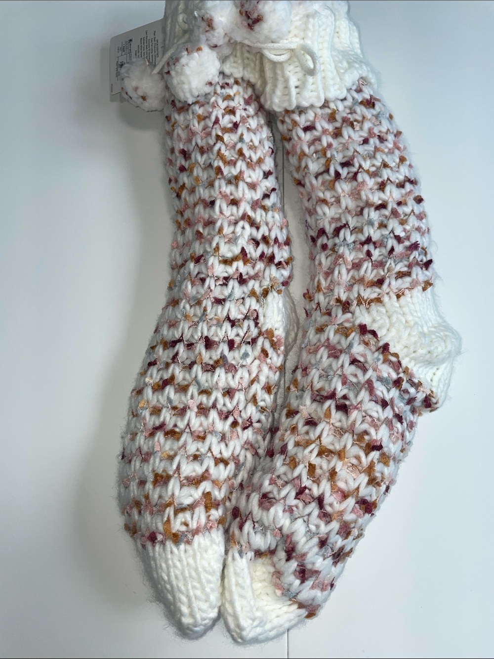 Target Ivory Knit Faux Fur Lined Slippers